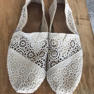 White crochet Toms